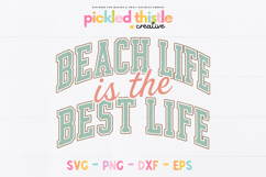 Close-up of vintage-style beach quote SVG featuring bold outlined block letters with a slightly distressed texture and soft coastal color palette, ideal for DIY apparel and vinyl cutting projects.