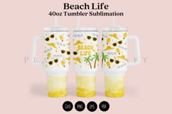 beach life summer 40oz quencher tumbler sublimation full wrap high resolution transparant background