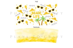 beach life summer 40oz quencher tumbler sublimation full wrap high resolution transparant background