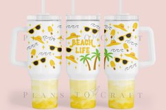 beach life summer 40oz quencher tumbler sublimation full wrap high resolution transparant background