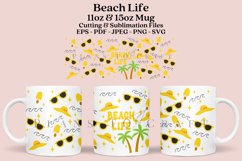 beach life summer coffee mug sublimation wrap glass mug wrap svg presized for 11oz and 15oz glass mug are sublimation files