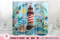 Beach Lighthouse Tumbler Wrap, 20 oz tumbler wrap, Beach png, Beach Tumbler Wrap