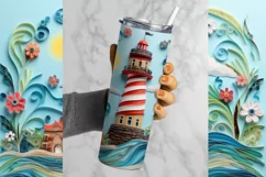 Beach Lighthouse Tumbler Wrap, 20 oz tumbler wrap, Beach png, Beach Tumbler Wrap