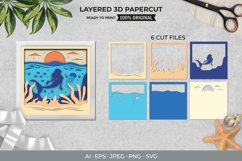 Underwater Mermaid at Sunset 3D Shadow Box Layered Papercut Product Image 1