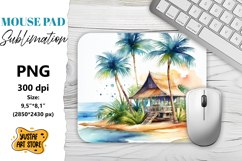 Summer Mouse Pad sublimation. Watercolor beach illustration Product Image 1