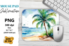 Summer Mouse Pad sublimation. Watercolor beach illustration Product Image 1
