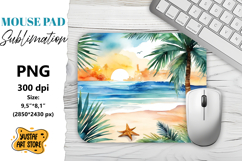 Summer Mouse Pad sublimation. Watercolor beach illustration Product Image 1