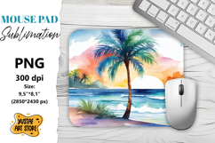 Summer Mouse Pad sublimation. Watercolor beach illustration Product Image 1
