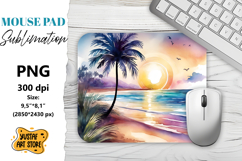 Summer Mouse Pad sublimation. Watercolor beach illustration Product Image 1