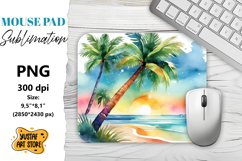 Summer Mouse Pad sublimation. Watercolor beach illustration Product Image 1