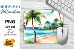 Summer Mouse Pad sublimation. Watercolor beach illustration Product Image 1