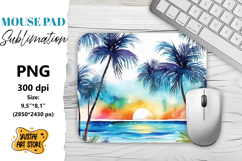 Summer Mouse Pad sublimation. Watercolor beach illustration Product Image 1