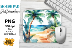 Summer Mouse Pad sublimation. Watercolor beach illustration Product Image 1