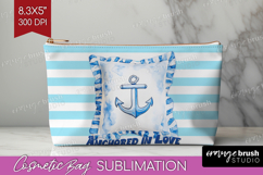 Beach Pillow Nautical Cosmetic Bag Sea Quotes Makeup Bag PNG Product Image 1