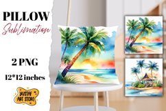 Beach pillow sublimation. 2 summer pillow design Product Image 1