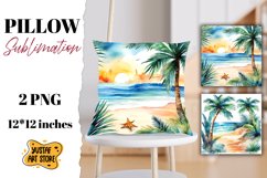 Beach pillow sublimation. 2 summer pillow design Product Image 1