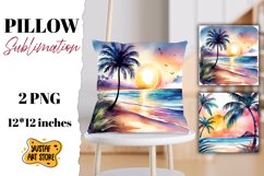 Beach pillow sublimation. 2 summer pillow design Product Image 1