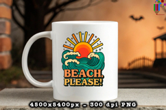 Beach Please Ocean Waves Design PNG File