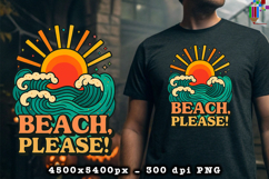 Beach Please Ocean Waves Design PNG File