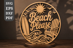 Beach Please Round Sign SVG Product Image 1