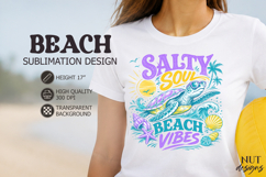 Turtle sublimation, Salty Soul Beach Vibes Beach quotes Product Image 1