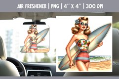 Summer Car Air Freshener Sublimation PNG Retro Pin up Woman Product Image 1