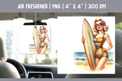 Summer Car Air Freshener Sublimation PNG Retro Pin up Woman Product Image 1