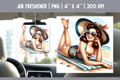 Summer Car Air Freshener Sublimation PNG Retro Pin up Woman Product Image 1