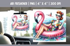 Summer Car Air Freshener Sublimation PNG Retro Pin up Woman Product Image 1