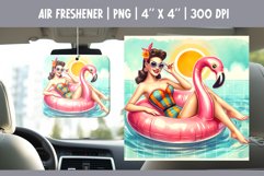 Summer Car Air Freshener Sublimation PNG Retro Pin up Woman Product Image 1