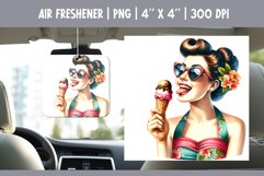 Summer Car Air Freshener Sublimation PNG Retro Pin up Woman Product Image 1