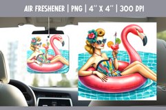 Summer Car Air Freshener Sublimation PNG Retro Pin up Woman Product Image 1