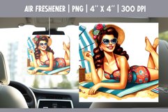Summer Car Air Freshener Sublimation PNG Retro Pin up Woman Product Image 1