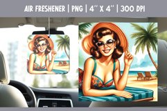 Summer Car Air Freshener Sublimation PNG Retro Pin up Woman Product Image 1