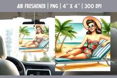 Summer Car Air Freshener Sublimation PNG Retro Pin up Woman Product Image 1