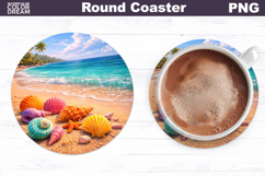 Tropical Summer Round Coaster | Sea Landscape Sublimation Product Image 1