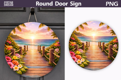 Tropical Beach Path Round Sign | Coastal Door Decor Product Image 1