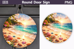 Tropical Beach Seashell Clipart | Round Door Sign Sublimatio Product Image 1