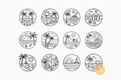 Beach Scene SVG Bundle: 24 Summer Line Art Clipart Designs Product Image 2
