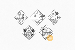 Beach Scene SVG Bundle: 24 Summer Line Art Clipart Designs Product Image 3