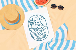 Beach Scene SVG Bundle: 24 Summer Line Art Clipart Designs Product Image 7