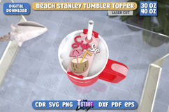 Beach Stanley Topper Laser Cut | Summer Design Tumbler Tag Product Image 1