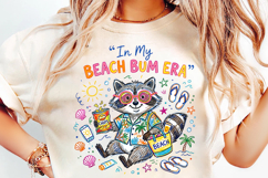 beach bum raccoon, raccoon summer png, coastal raccoon png, funny beach design, animal sublimation, summer shirt png, beach vacation png, raccoon lover gift, cute coastal design, beach animal png