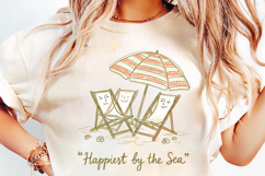 happiest by the sea, beach chair png, coastal summer png, seaside design png, beach sublimation, ocean lover design, summer shirt png, coastal t shirt png, vacation beach png, beach lover gift