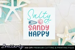 Salty Sandy Happy Beach Quote SVG Summer T-shirt Mug Design Product Image 1