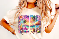 Summer Vibes PNG, Brushstroke Summer PNG, Retro Summer PNG Product Image 1