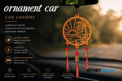 Beach Sunset Car Charms laser Cut Wood Creative Car Accessor Product Image 1