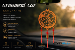 Beach Sunset Car Charms laser Cut Wood Creative Car Accessor Product Image 1
