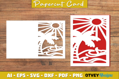 Beach Sunset Card Cover Paper Cut Product Image 3