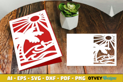 Beach Sunset Card Cover Paper Cut Product Image 4